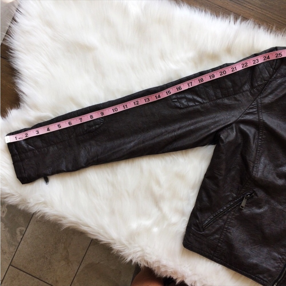 J2 Brown Faux Leather Cropped Moto Lined Jacket - Picture 14 of 16